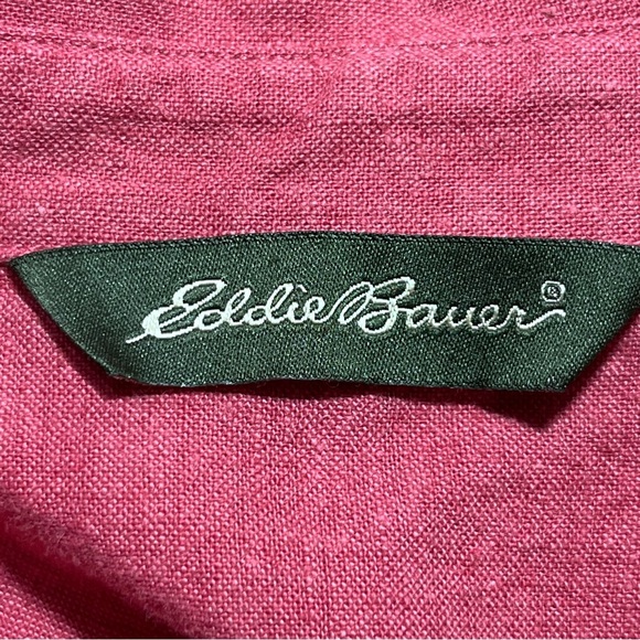 Eddie Bauer Womens Linen Button Up Blouse Top Size XXL Salmon Cap Sleeve - Picture 5 of 15